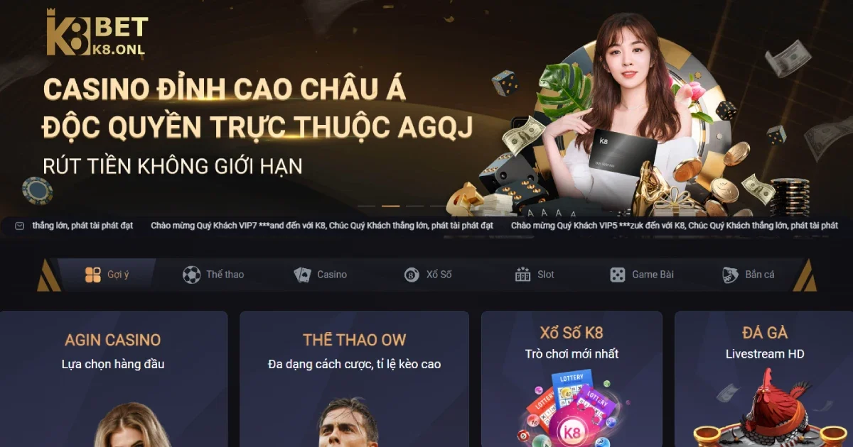 Các Trò Chơi Casino K8 Phổ Biến
